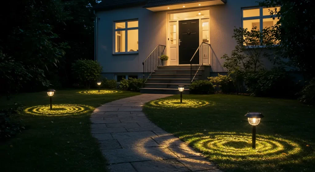 Elegant pathway lighting installation for improved nighttime visibility and aesthetics